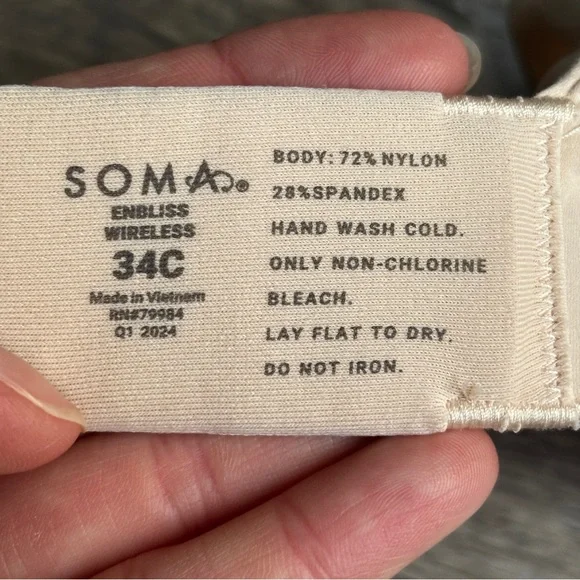 Soma Enbliss Wireless Comfort T Shirt Bra Pale Sand Beige Sz 34C - Picture 9 of 11